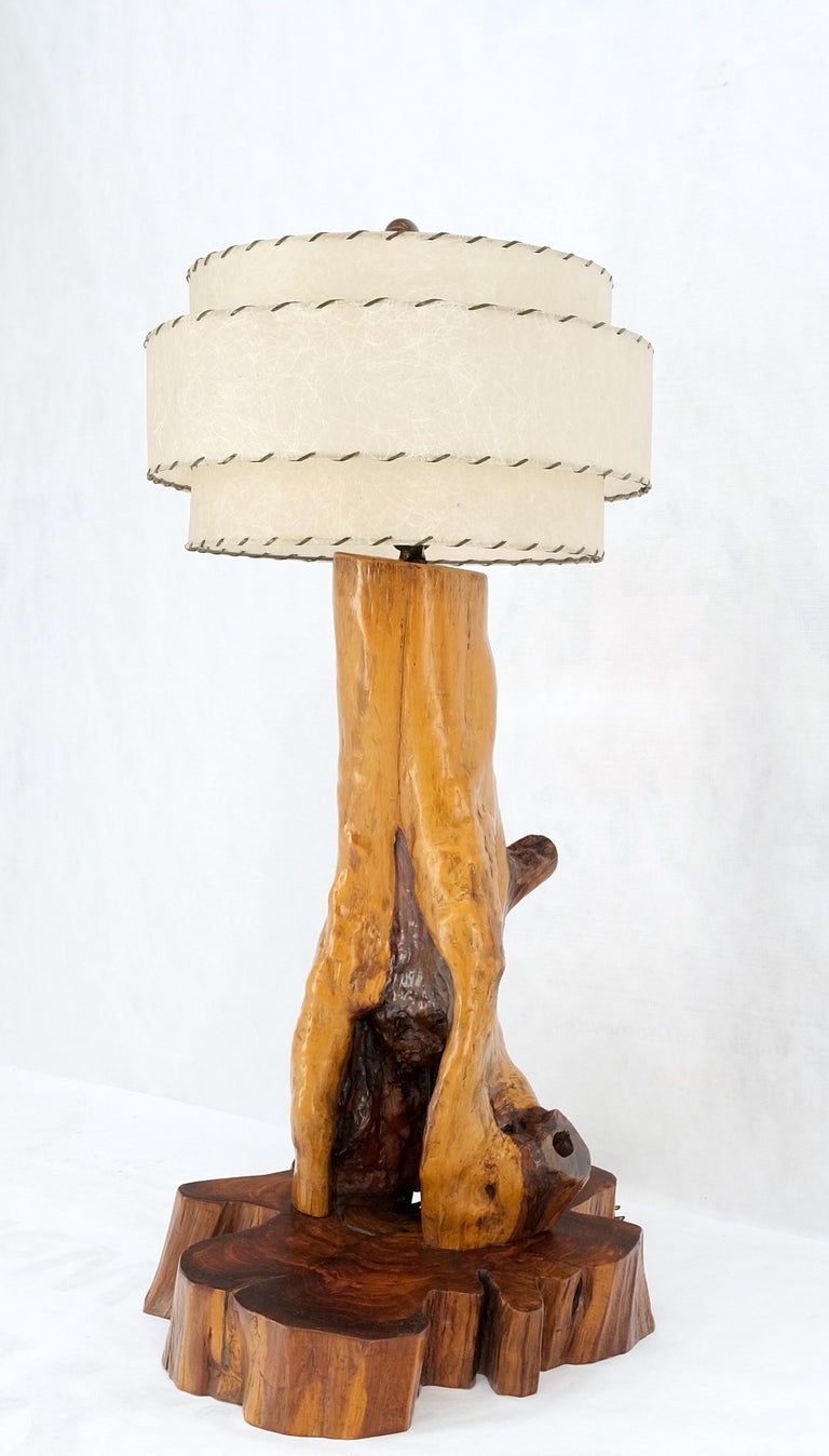 MidCentury Red Cedar Driftwood Style Base Table Lamp W/ Matching Shade
