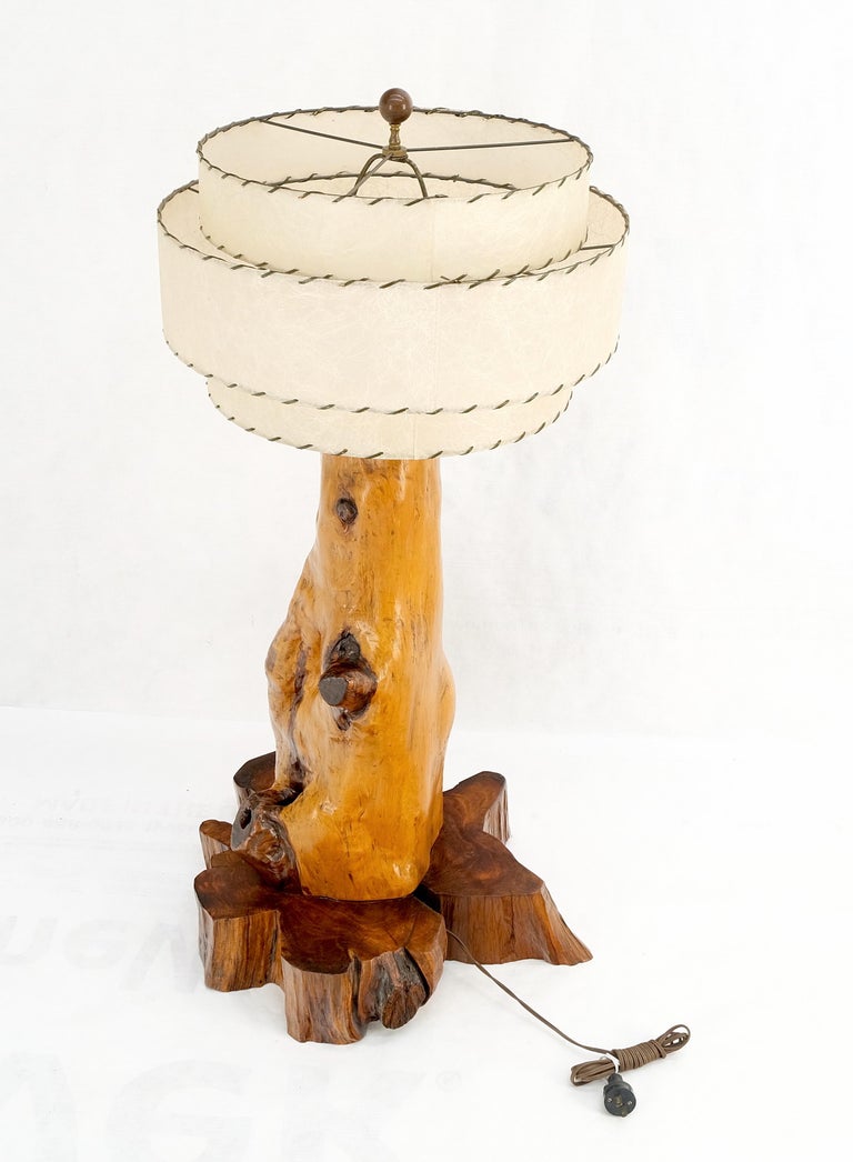 MidCentury Red Cedar Driftwood Style Base Table Lamp W/ Matching Shade