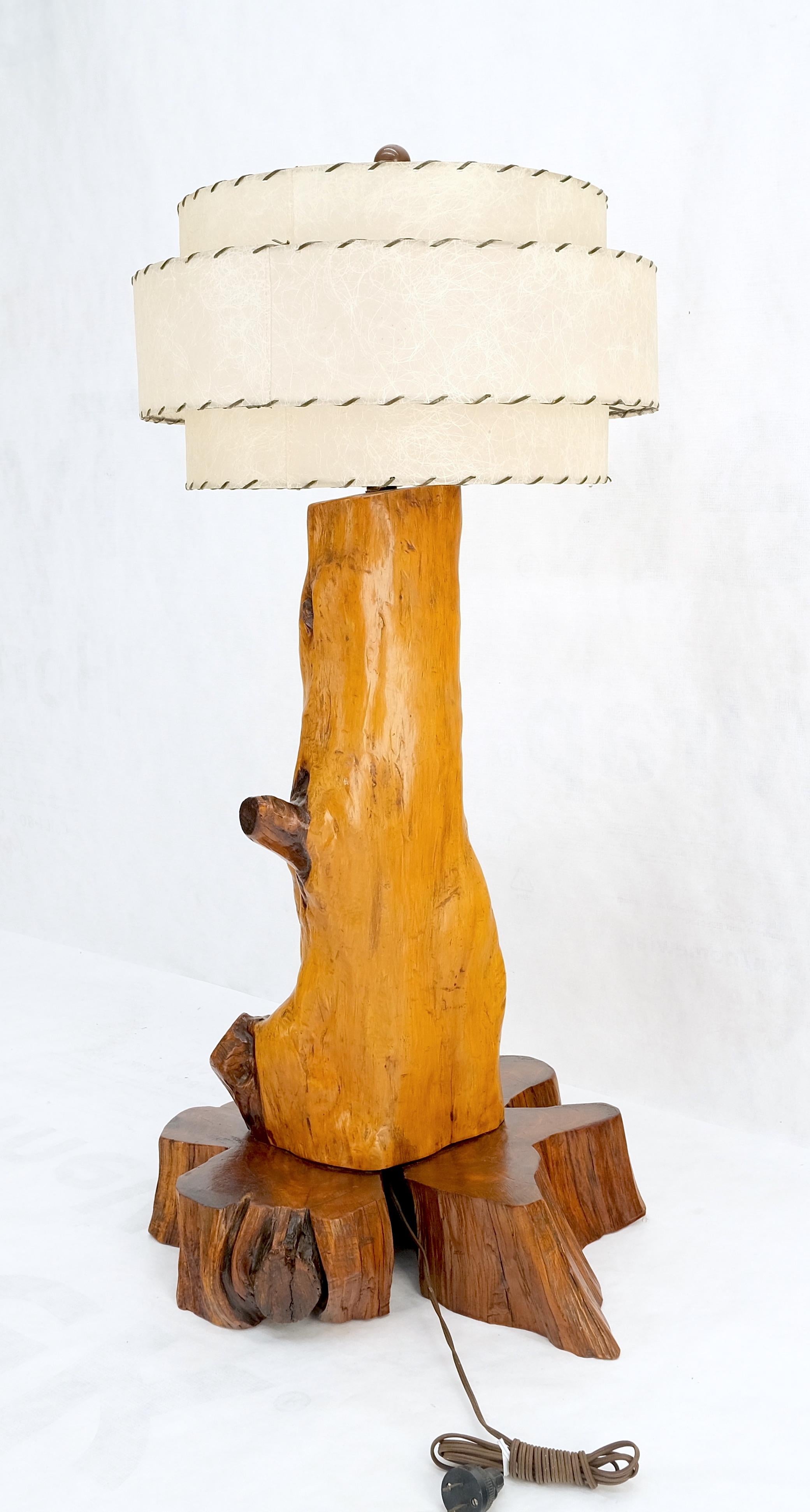 Mid-Century Red Cedar Driftwood Style Base Table Lamp W/ Matching Shade Mint! For Sale 6