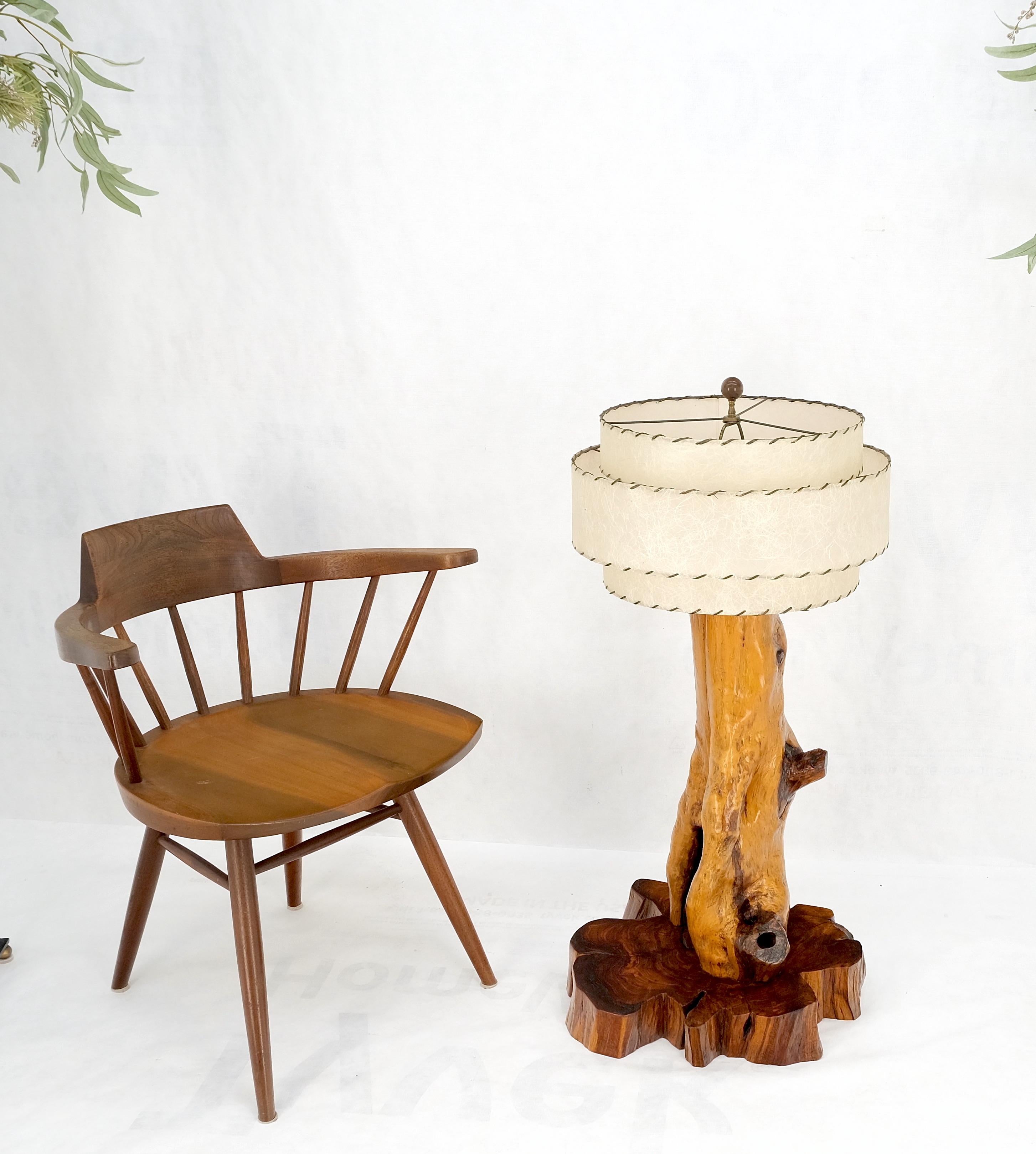 Mid-Century Red Cedar Driftwood Style Base Table Lamp W/ Matching Shade Mint! 7