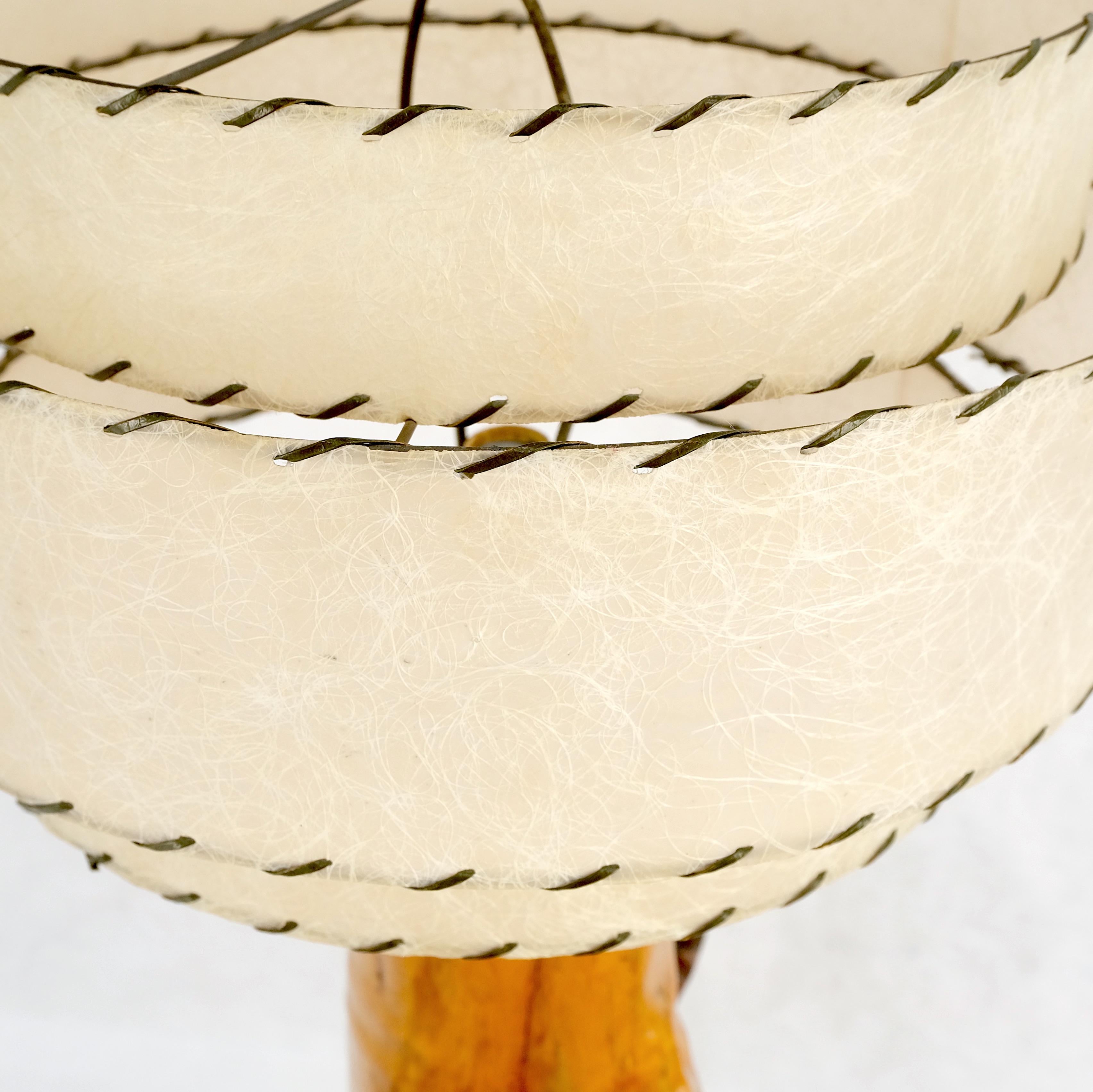 Lacquered Mid-Century Red Cedar Driftwood Style Base Table Lamp W/ Matching Shade Mint!