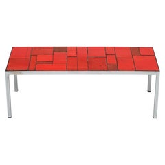 Table basse en céramique rouge du milieu du siècle dernier  Amphora, Belgique, 1960