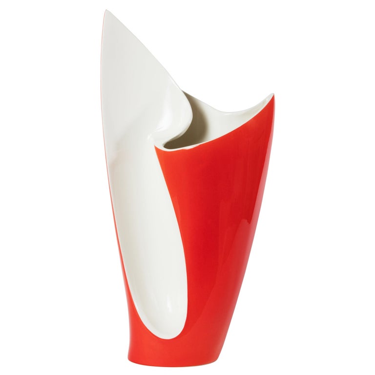 Midcentury Red Ceramic Vase For Sale at 1stDibs