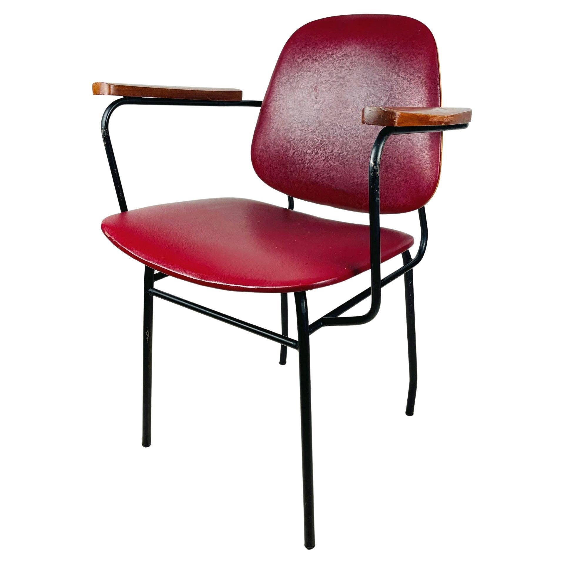 Mid-century red chair Italy 1960s  For Sale