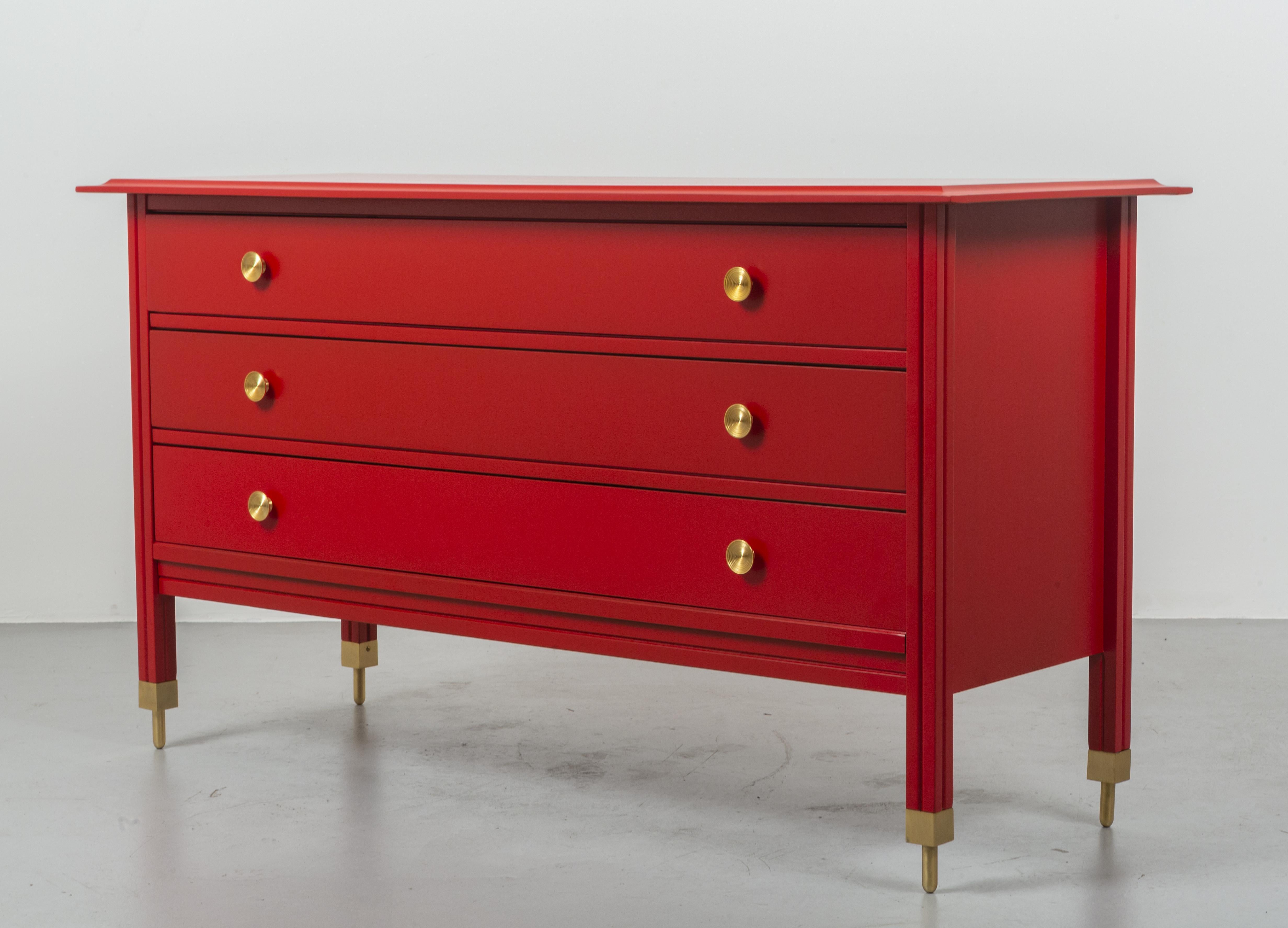 Mid-Century Red Chest of Drawer D154, Carlo de Carli for Sormani, 1963 In Good Condition For Sale In Montecatini Terme, Toscana
