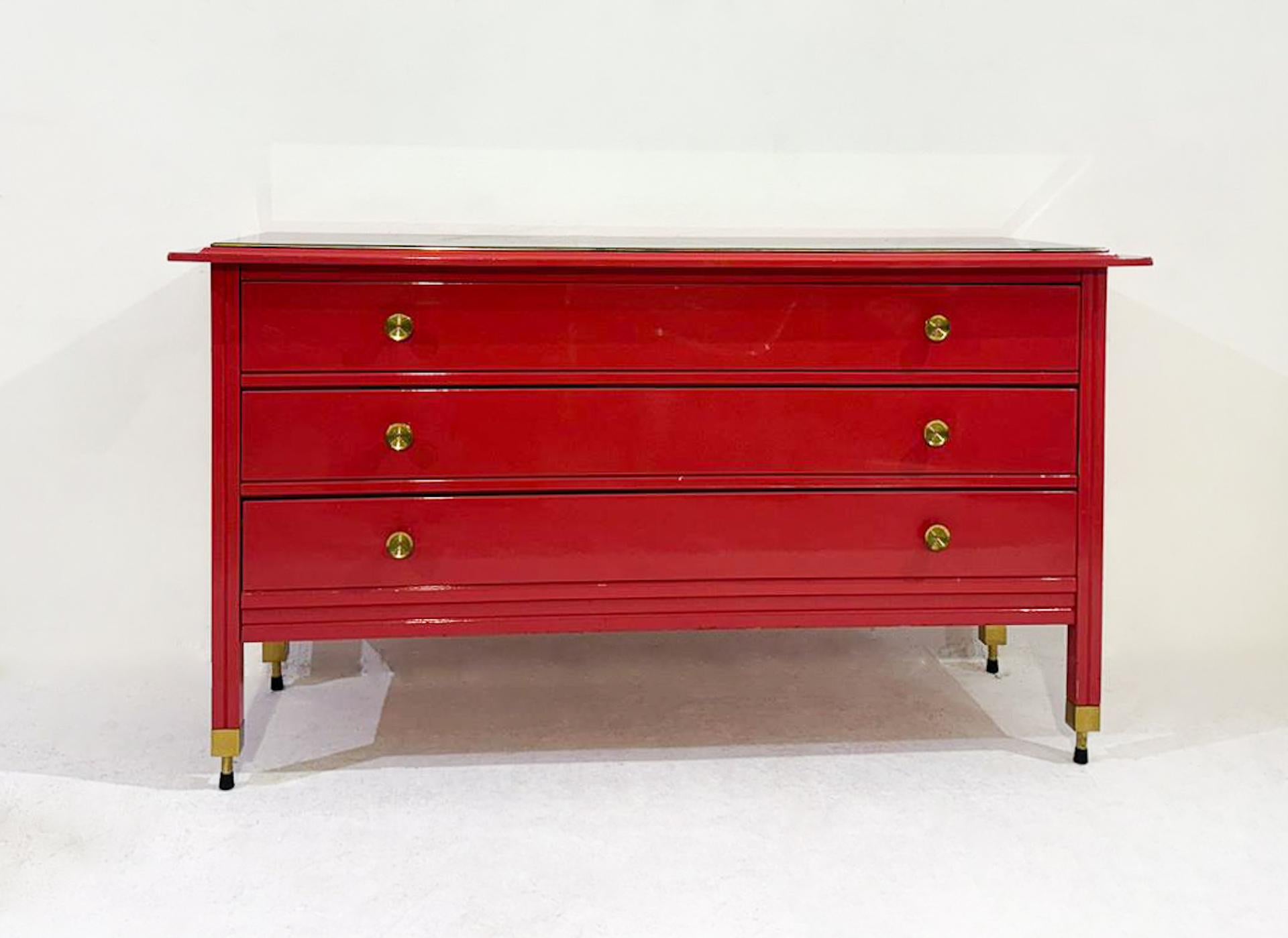 Mid-Century Modern Mid-Century Red Chest of Drawers by Carlo di Carli - Italy 1970s For Sale
