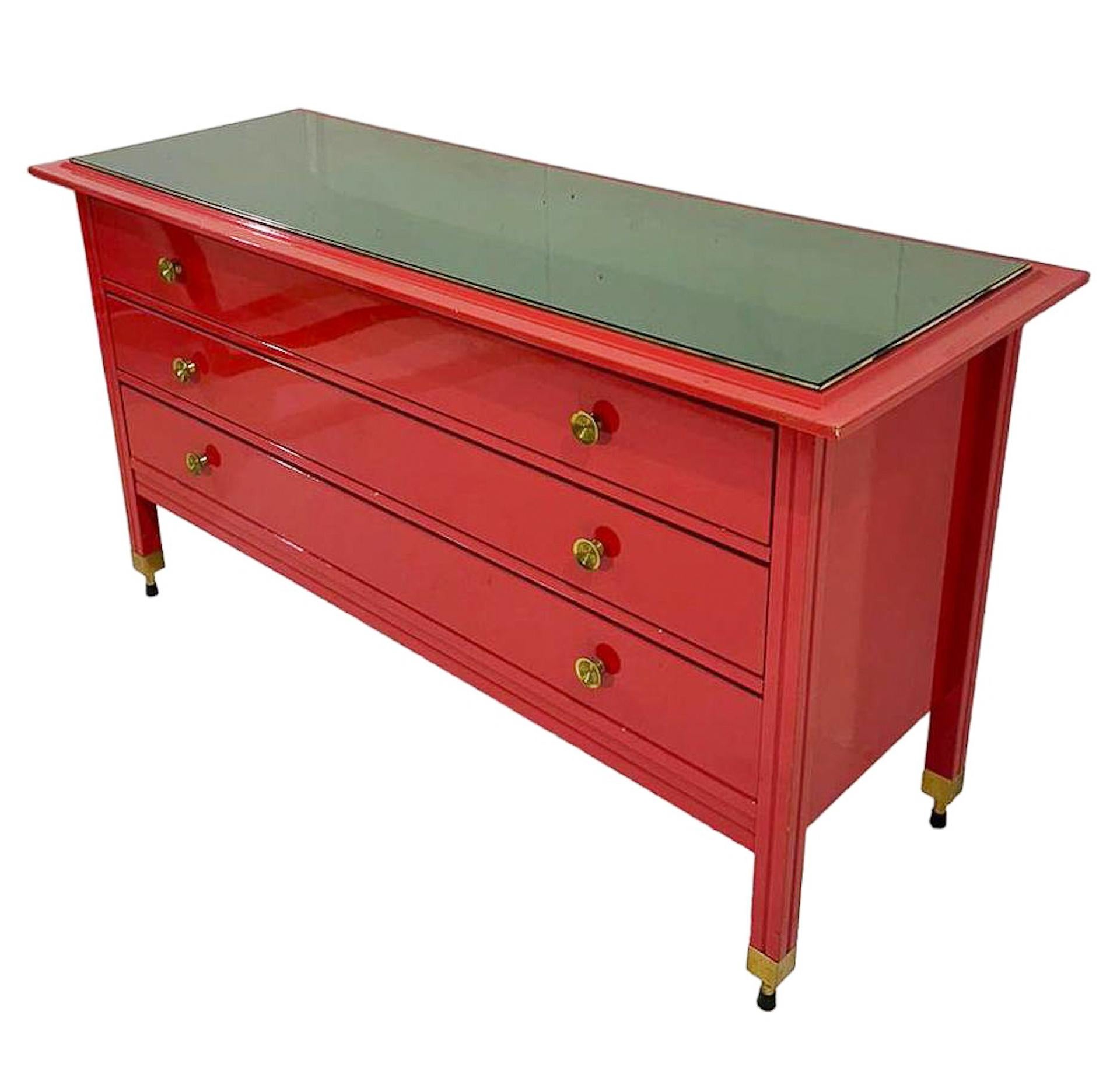Italian Mid-Century Red Chest of Drawers by Carlo di Carli - Italy 1970s For Sale
