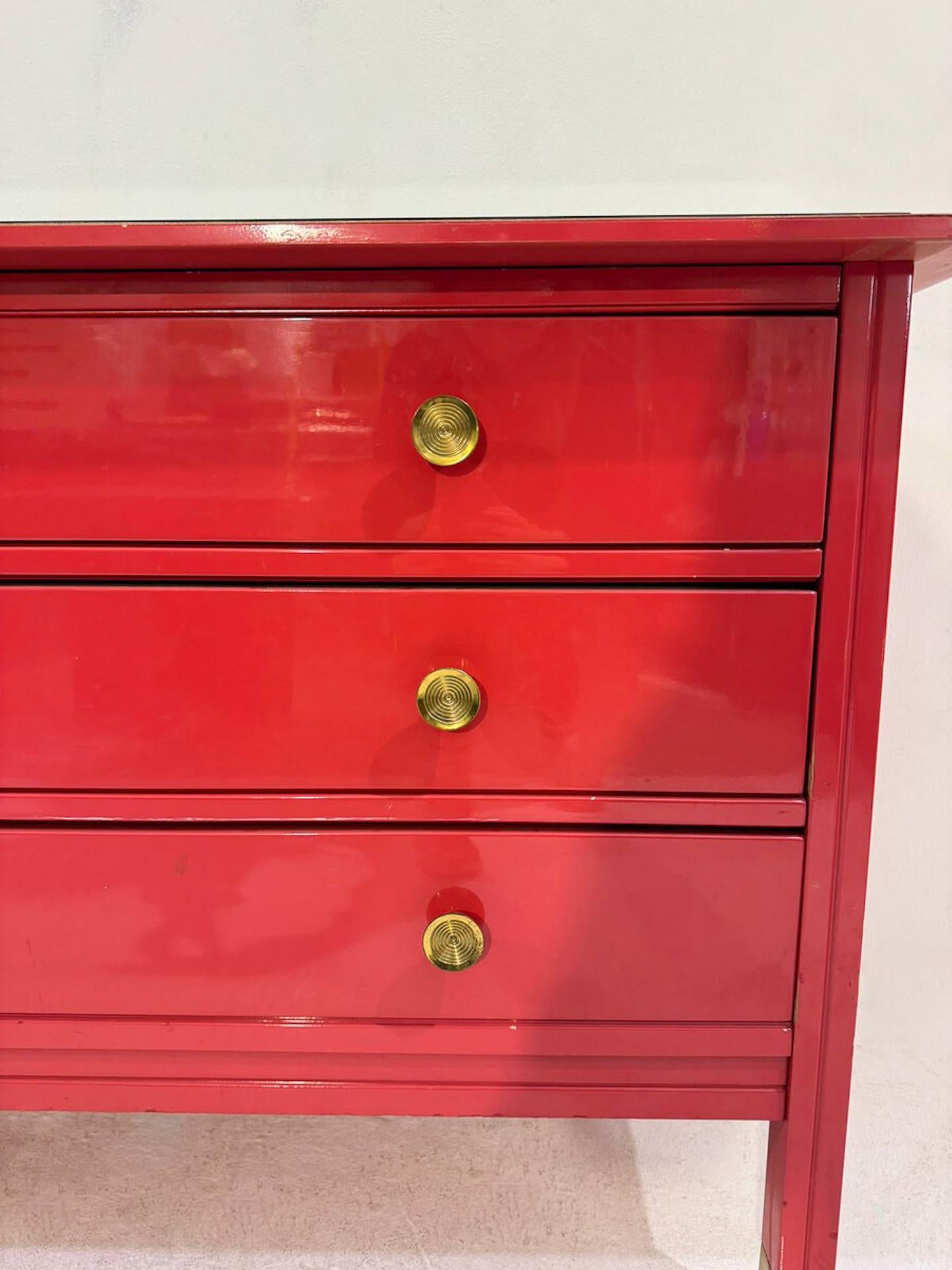 Late 20th Century Mid-Century Red Chest of Drawers by Carlo di Carli - Italy 1970s For Sale