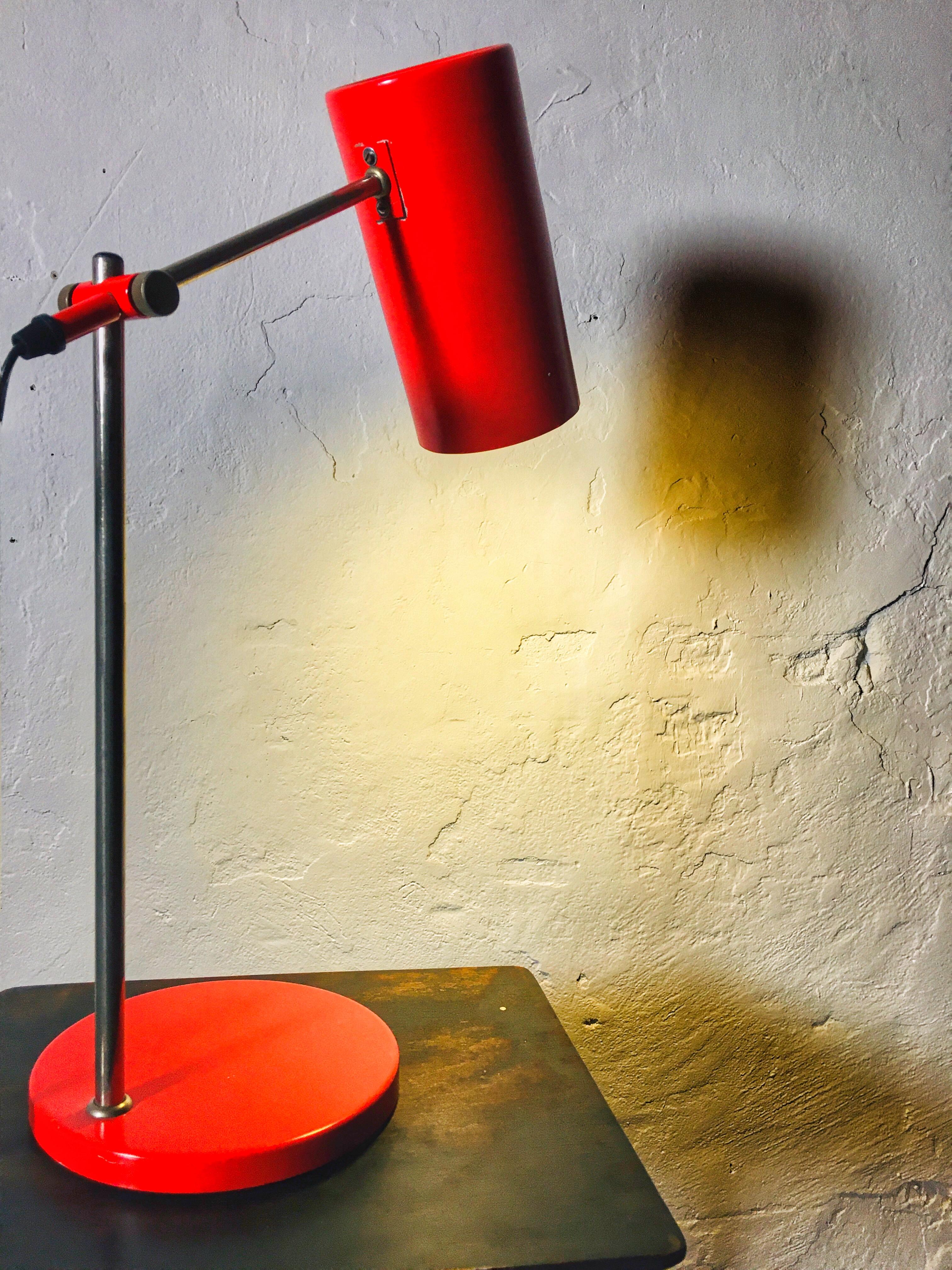 Mid-Century Modern Mid-Century Red Industrialist Desk Lamp by Seifert &. from the Tilitz KG, 1960s For Sale