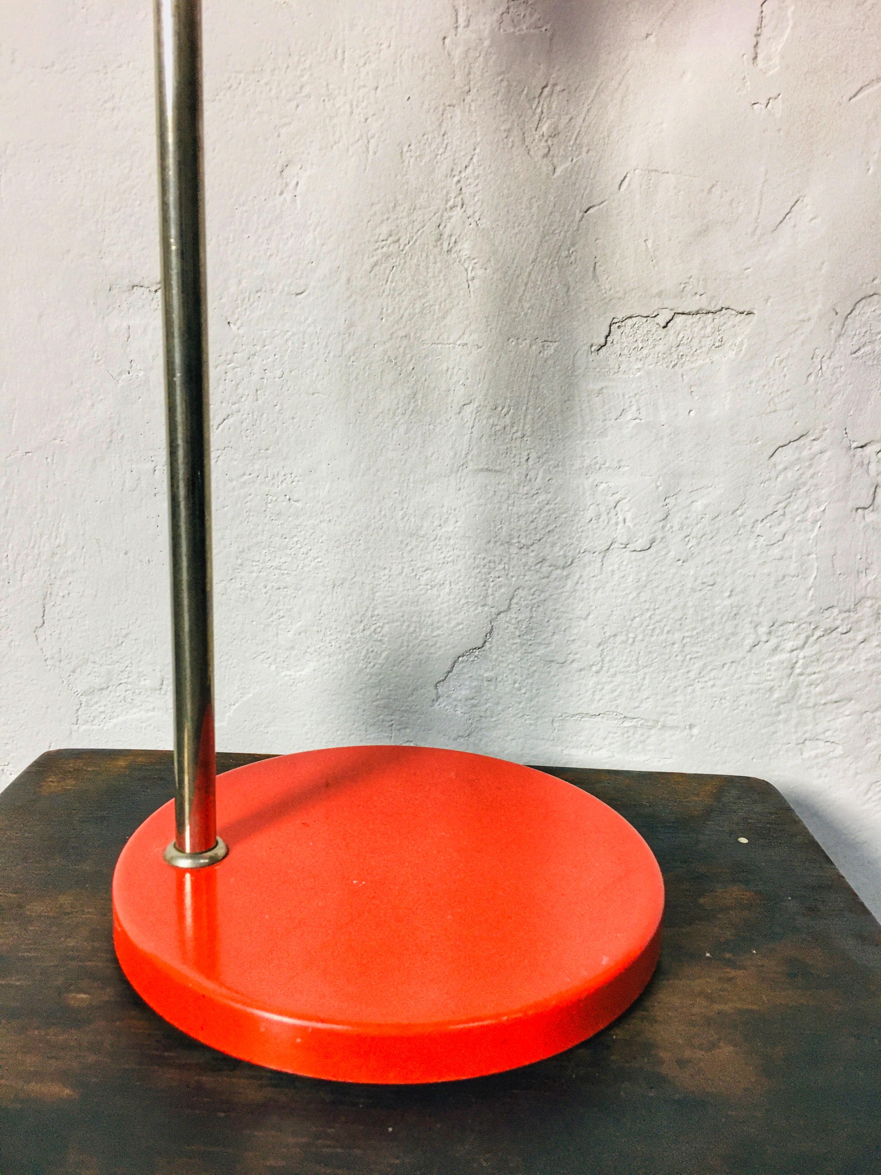 Metal Mid-Century Red Industrialist Desk Lamp by Seifert &. from the Tilitz KG, 1960s For Sale