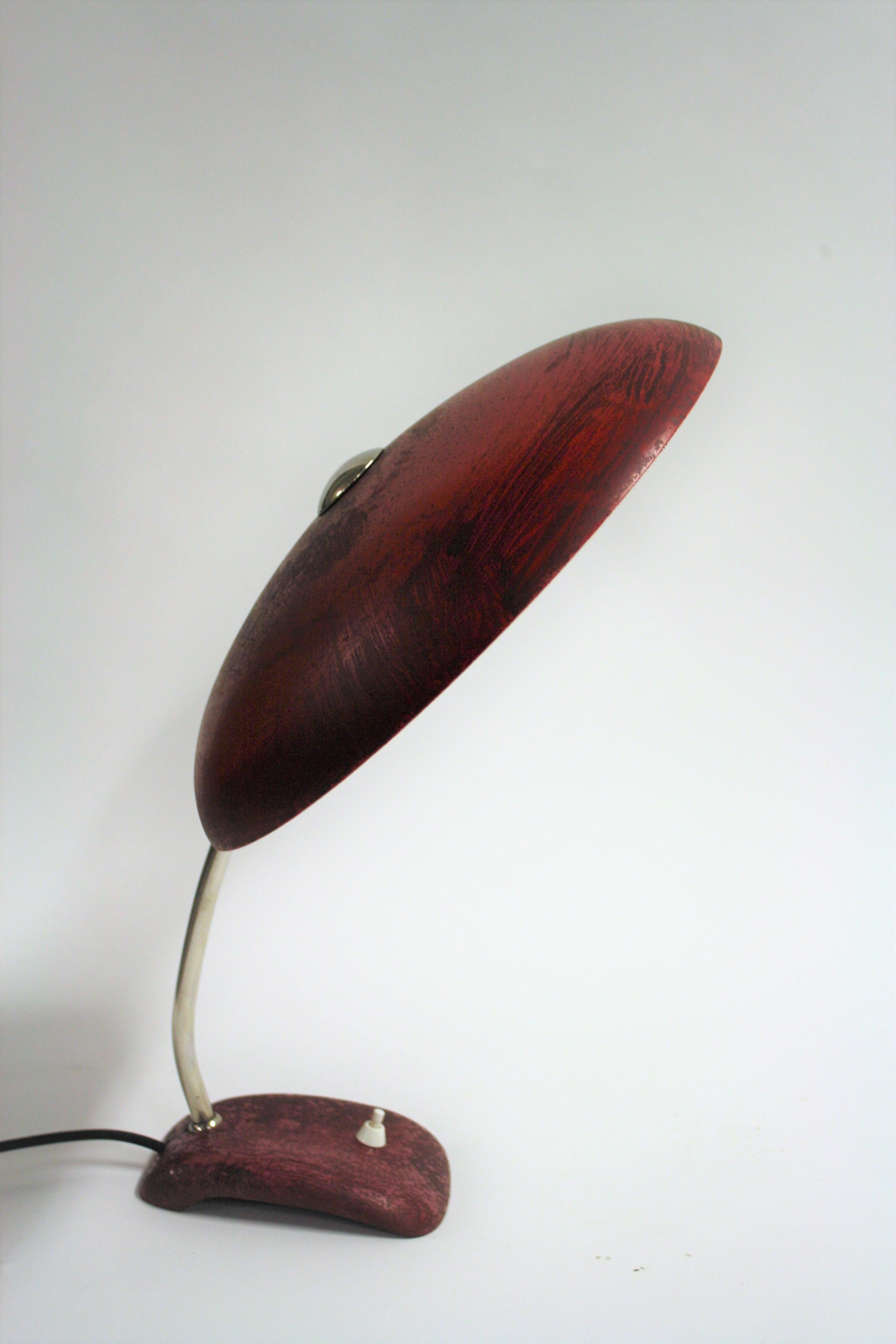 French Midcentury Red Desk Lamp, 1950s