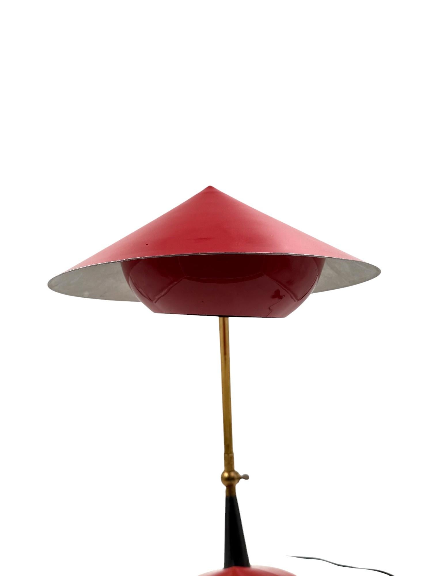 Rote Schreibtischlampe aus der Mitte des Jahrhunderts, Stilux Mailand Italien 1960 ca. im Angebot 2