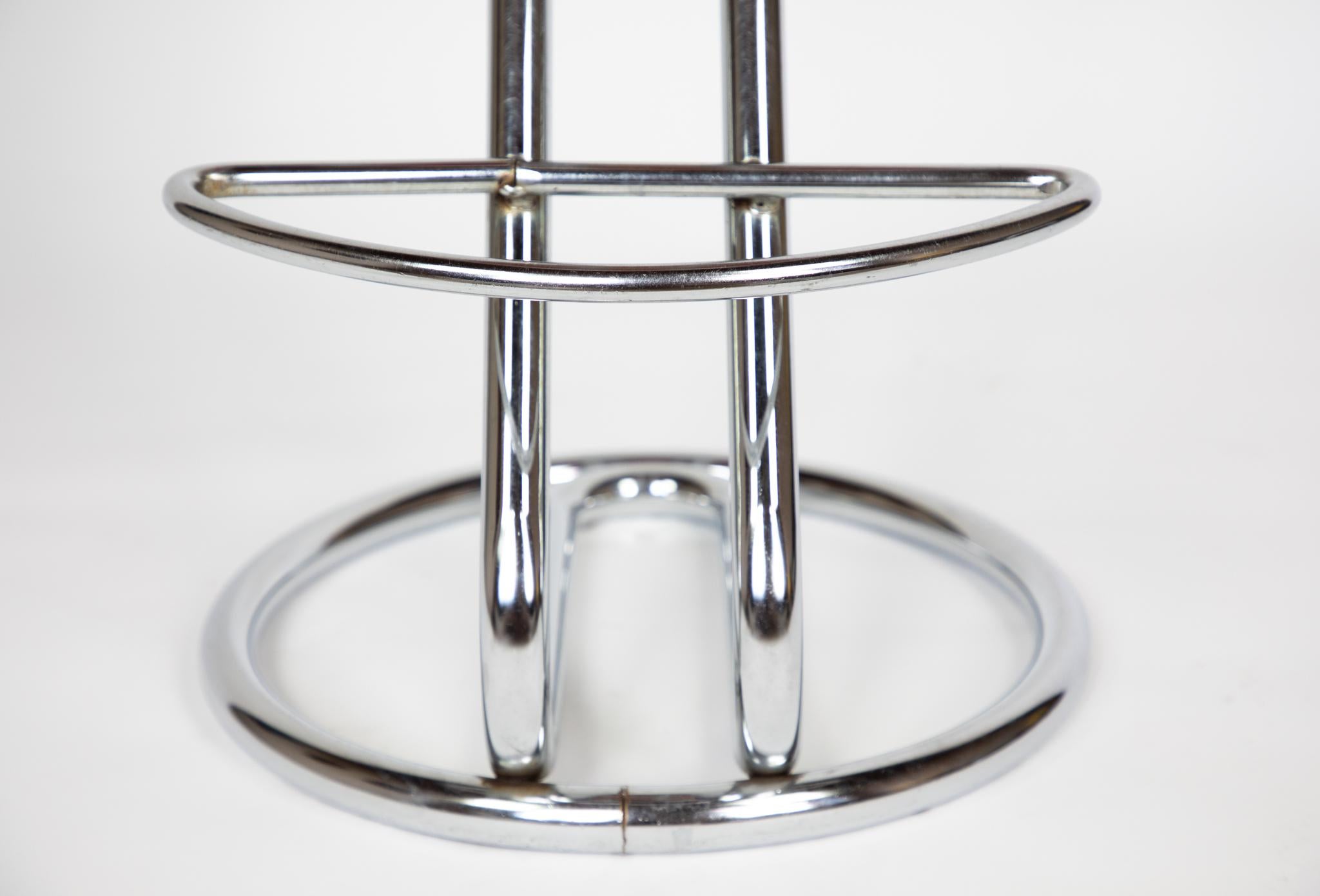 Mid-Century Modern Mid Century Modern  Diner Bar Stools Red Faux Leather, Chrome, Italy, 1950s