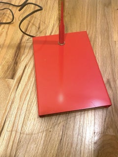 Midcentury Red Enamel and Brass Pharmacy Adjustable Floor Lamp