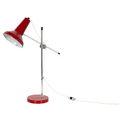 Mid-Century Red Enameled Adjustable Desk Lamp by Szarvasi Vas-Fémipari