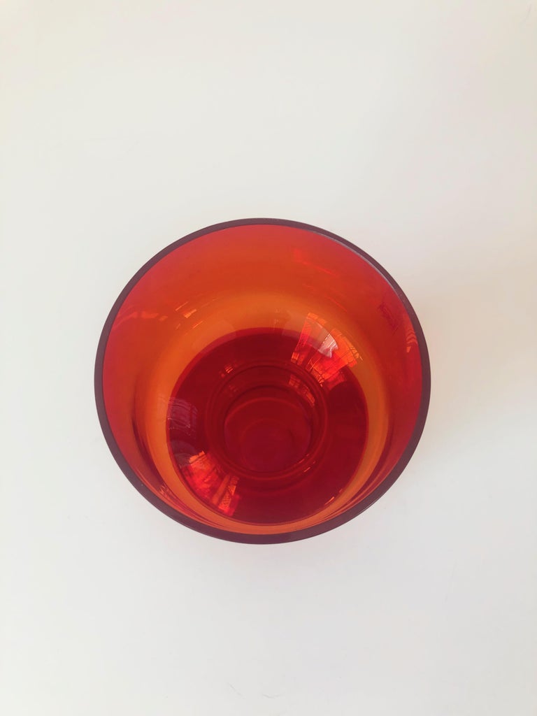 Mid-Century Modern Mid Century Red Finnish Glass Vase by Tamara Aladin for Riihimaen Lasi For Sale