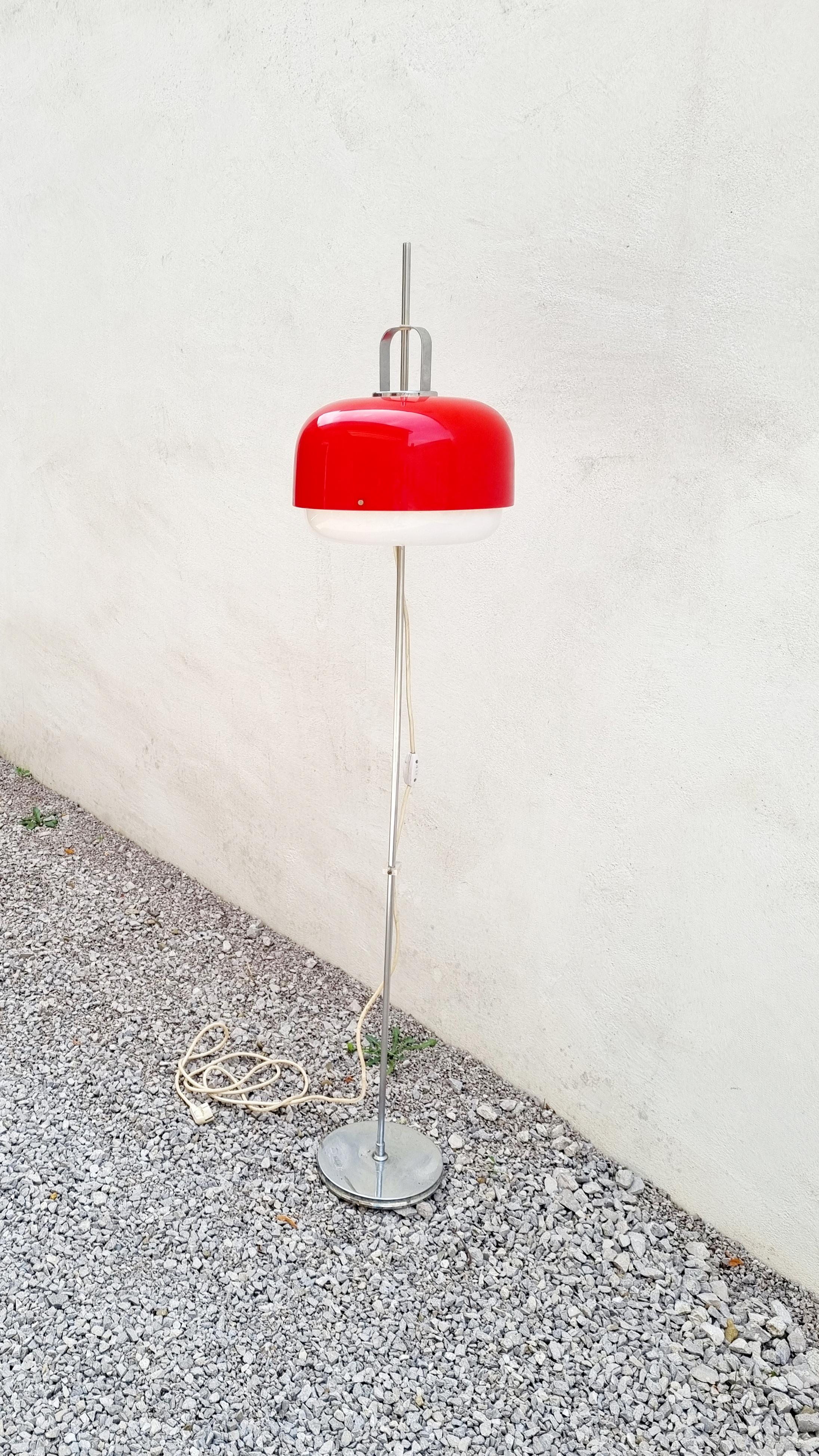 Mid-Century Modern Mid Century Red Floor Lamp Medusa, Designed by Luigi Massoni, Guzzini Italy 70s