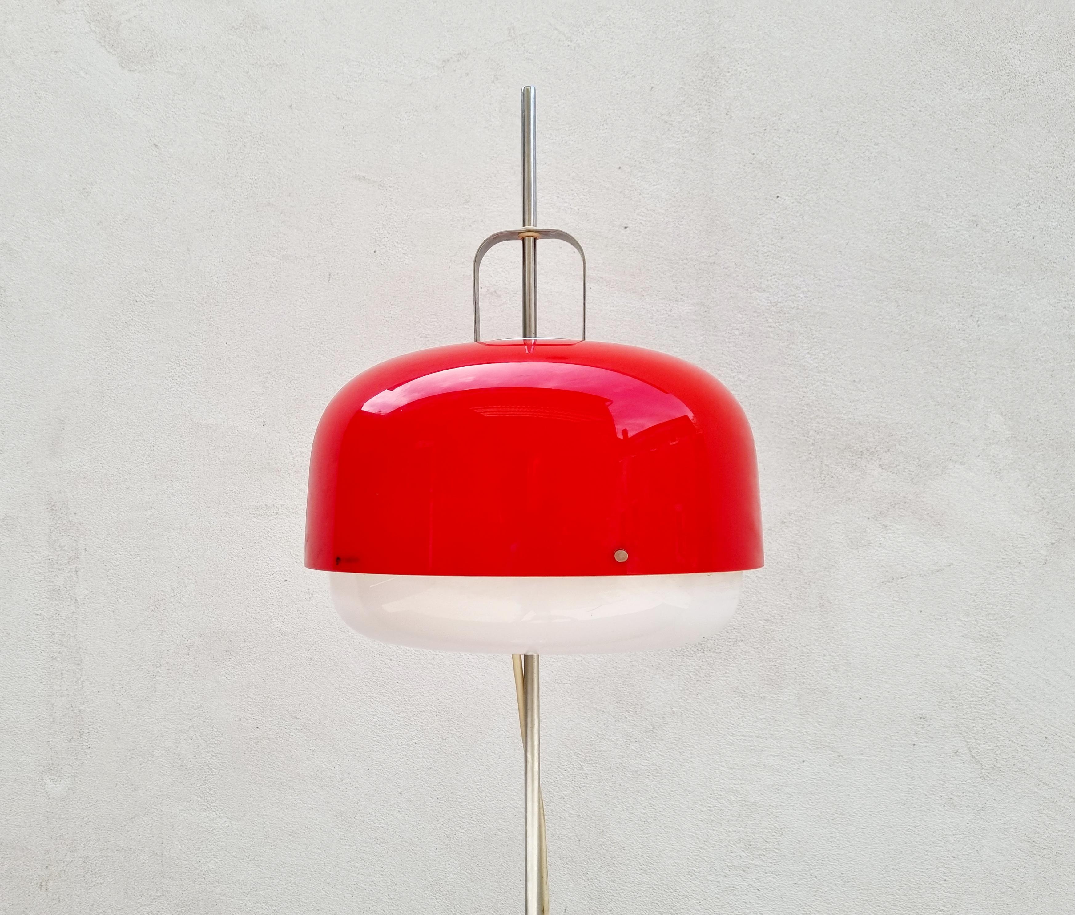 Italian Mid Century Red Floor Lamp Medusa, Designed by Luigi Massoni, Guzzini Italy 70s