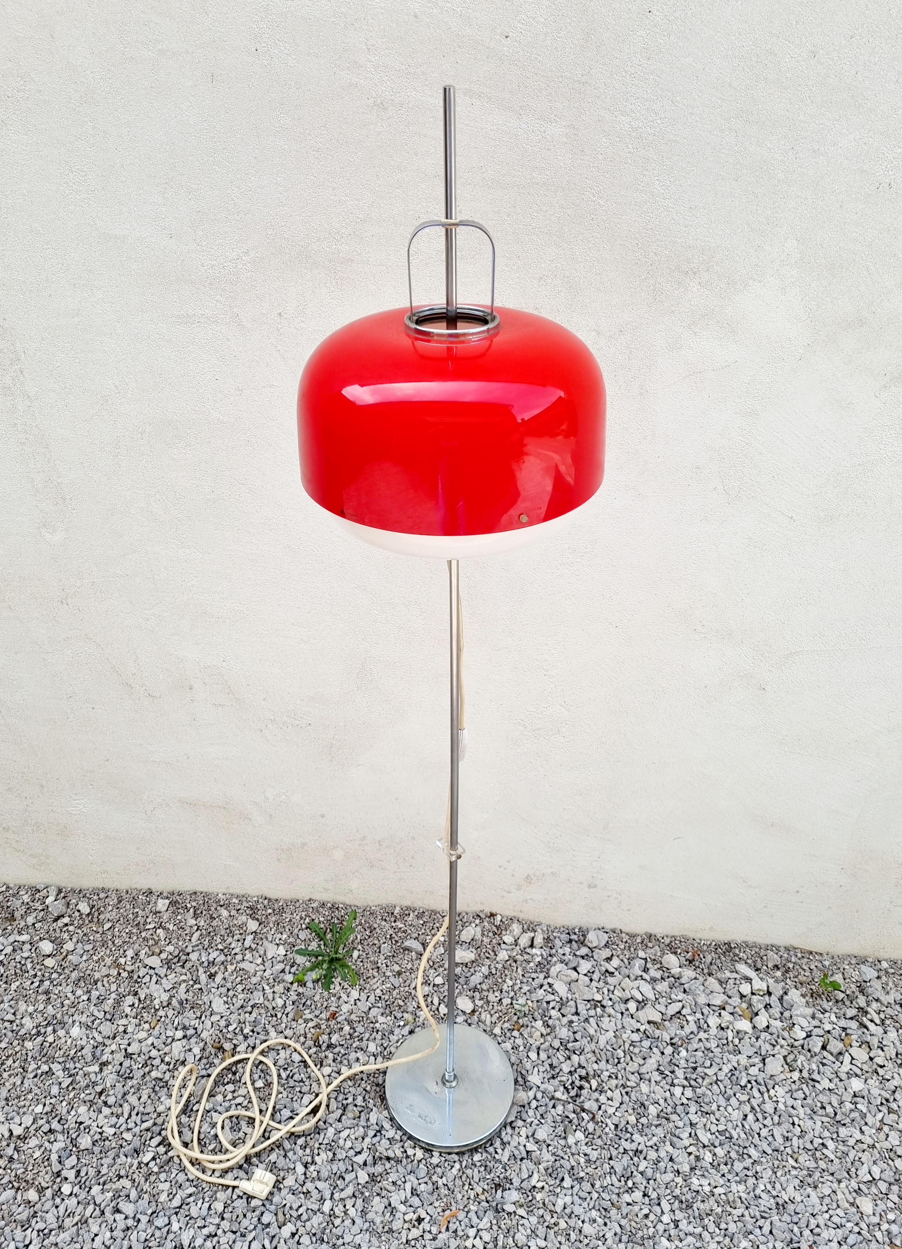 Late 20th Century Mid Century Red Floor Lamp Medusa, Designed by Luigi Massoni, Guzzini Italy 70s