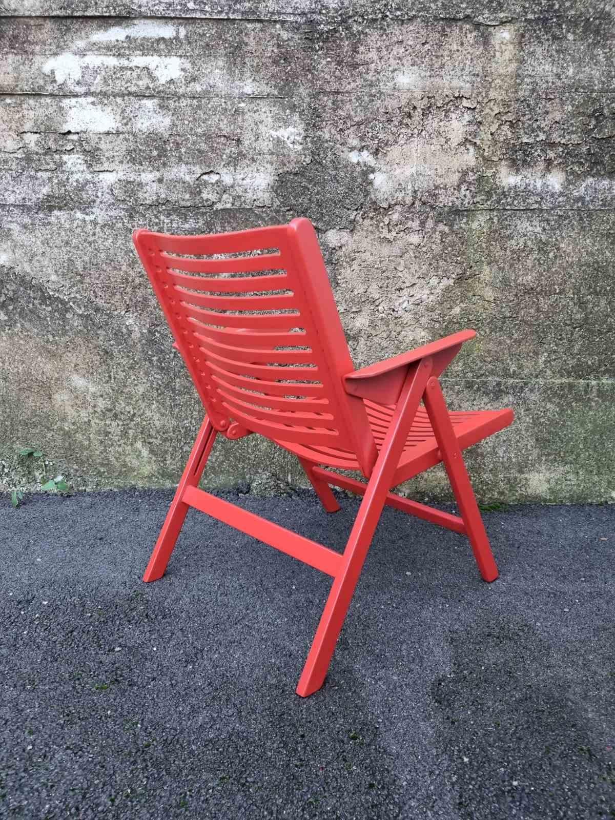 Mid Century Red Folding Lounge Armchair, Model Rex, Design by Niko Kralj, 60s For Sale 1