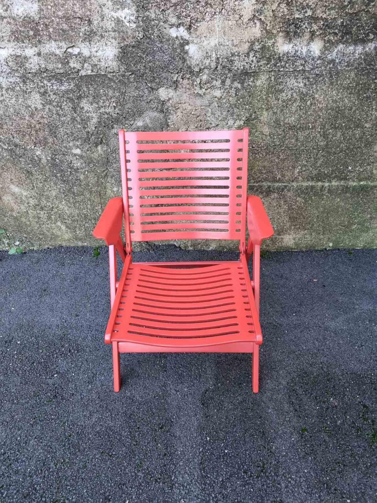 Mid Century Red Folding Lounge Armchair, Model Rex, Design by Niko Kralj, 60s 2