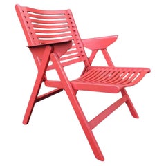 Mid Century Red Folding Lounge Armchair, Model Rex, Design by Niko Kralj, 60s