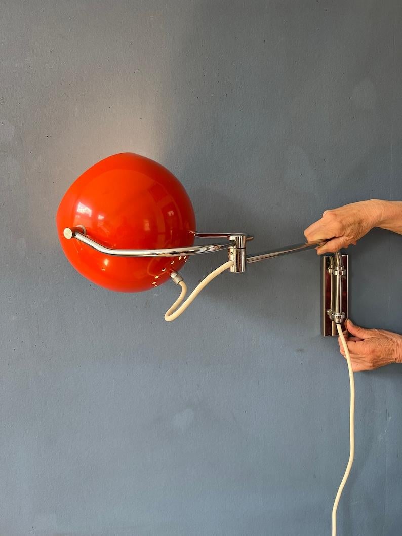 Mid Century Red GEPO Wall Lamp / Eyeball Wall Light, 1970s In Good Condition For Sale In ROTTERDAM, ZH