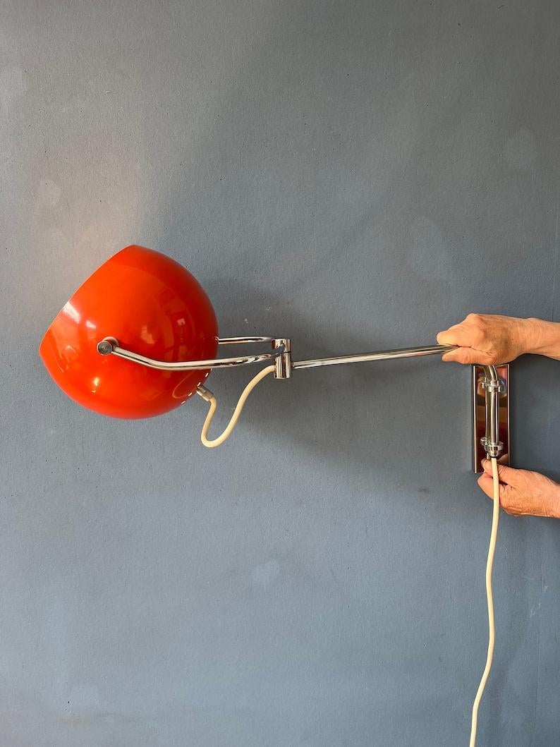 Mid Century Red GEPO Wall Lamp / Eyeball Wall Light, 1970s For Sale 1
