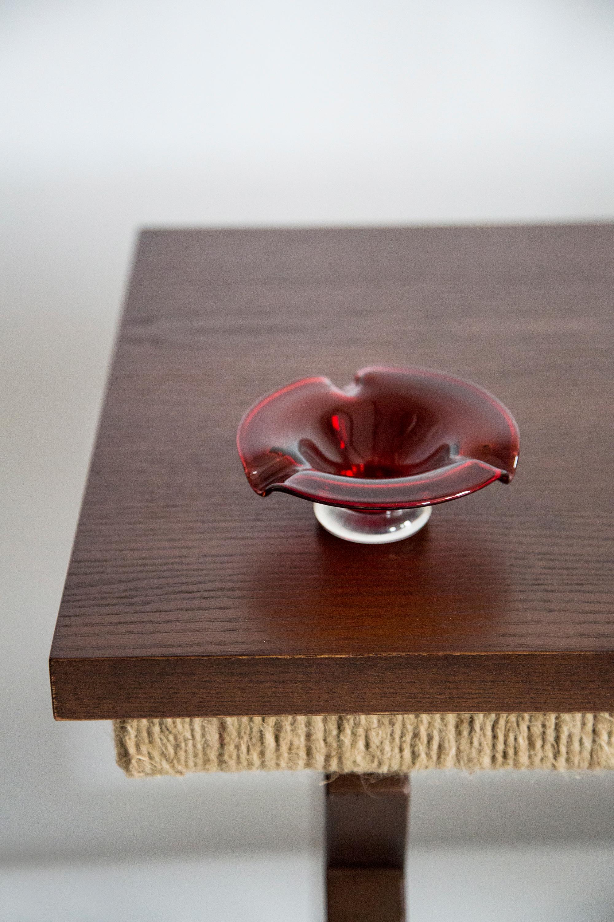 Italian Mid Century Red Glass Ashtray Bowl, Italy, 1970s For Sale