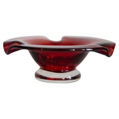 Mid Century Red Glass Ashtray Bowl, Italy, 1970s