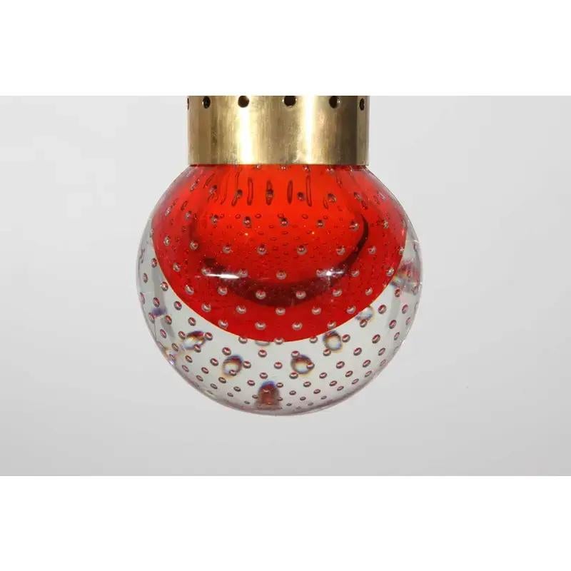 Mid-Century Modern Midcentury Red Glass Ball Pendant in the Style of Seguso For Sale
