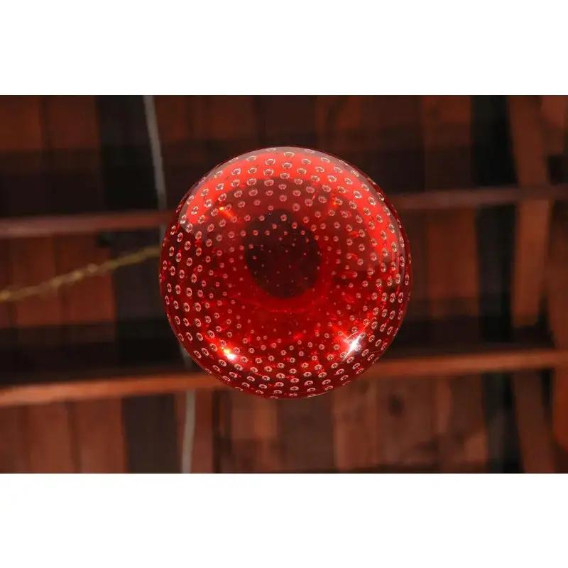 Italian Midcentury Red Glass Ball Pendant in the Style of Seguso For Sale