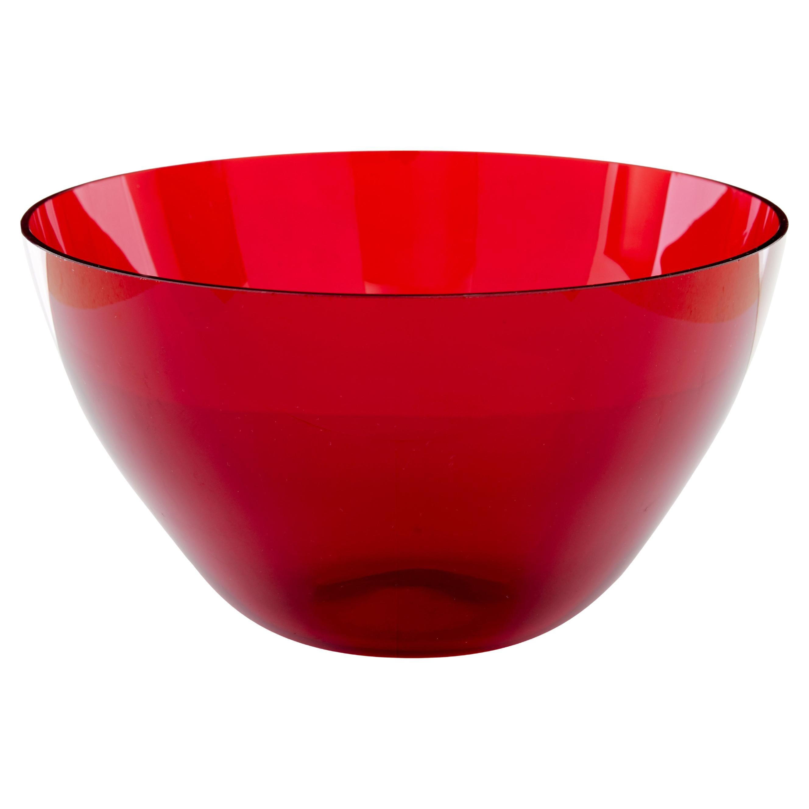 Mid century red glass fruit bowl by Monica Bratt
