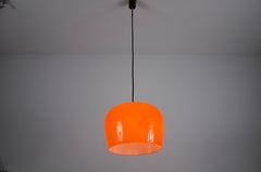 Mid-Century Red Glass Pendant Lamp, Italy, 1960s