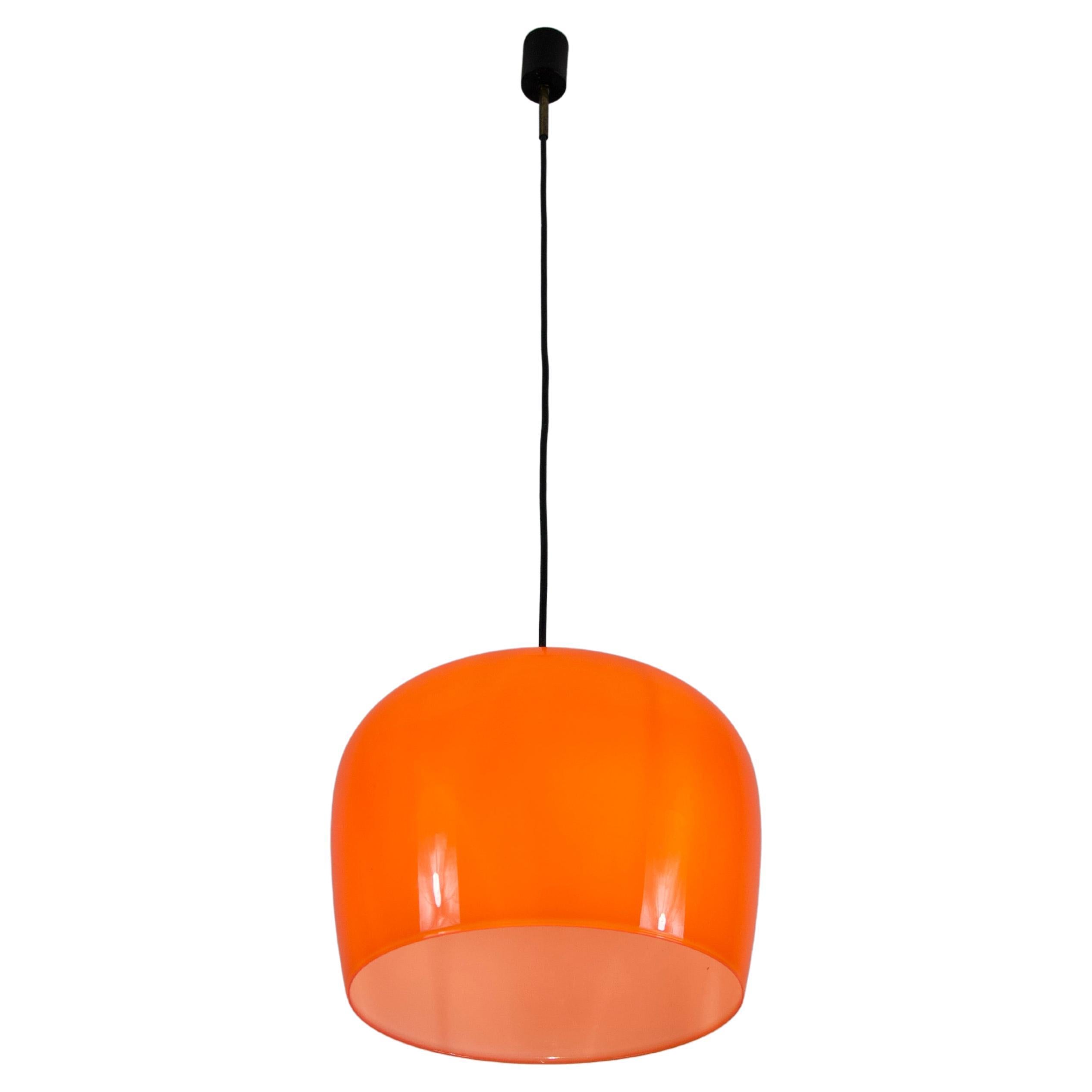 Mid-Century Red Glass Pendant Lamp, Italy, 1960s
