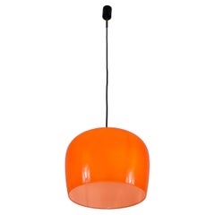 Lampada a sospensione in vetro rosso di metà secolo, Italia, anni '60