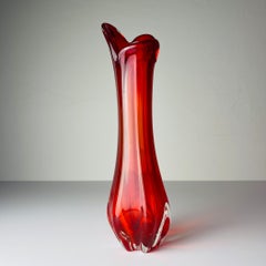 Mid-century red glass vase, Italy 1970s