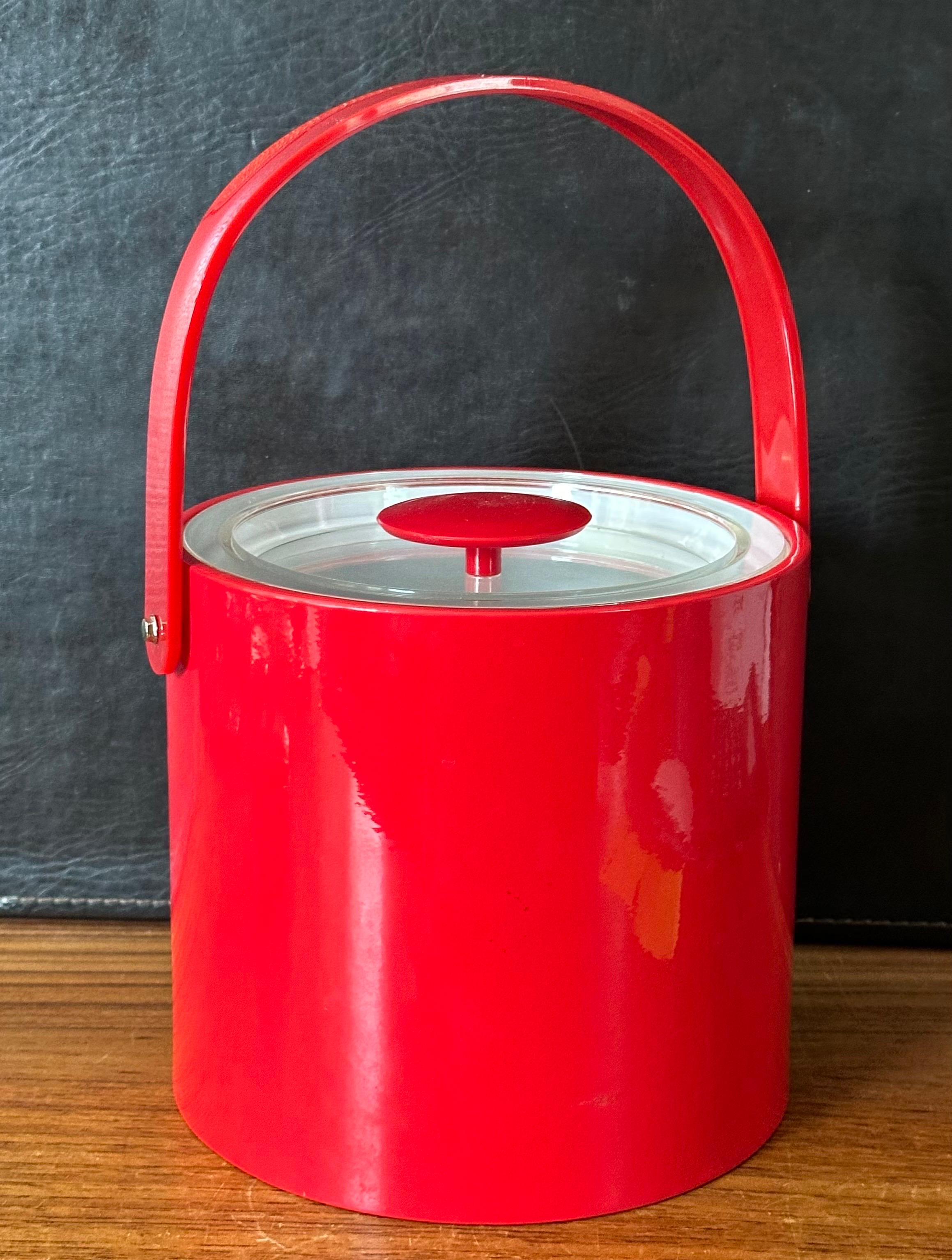 American Mid-Century Red Ice Bucket by Georges Briard