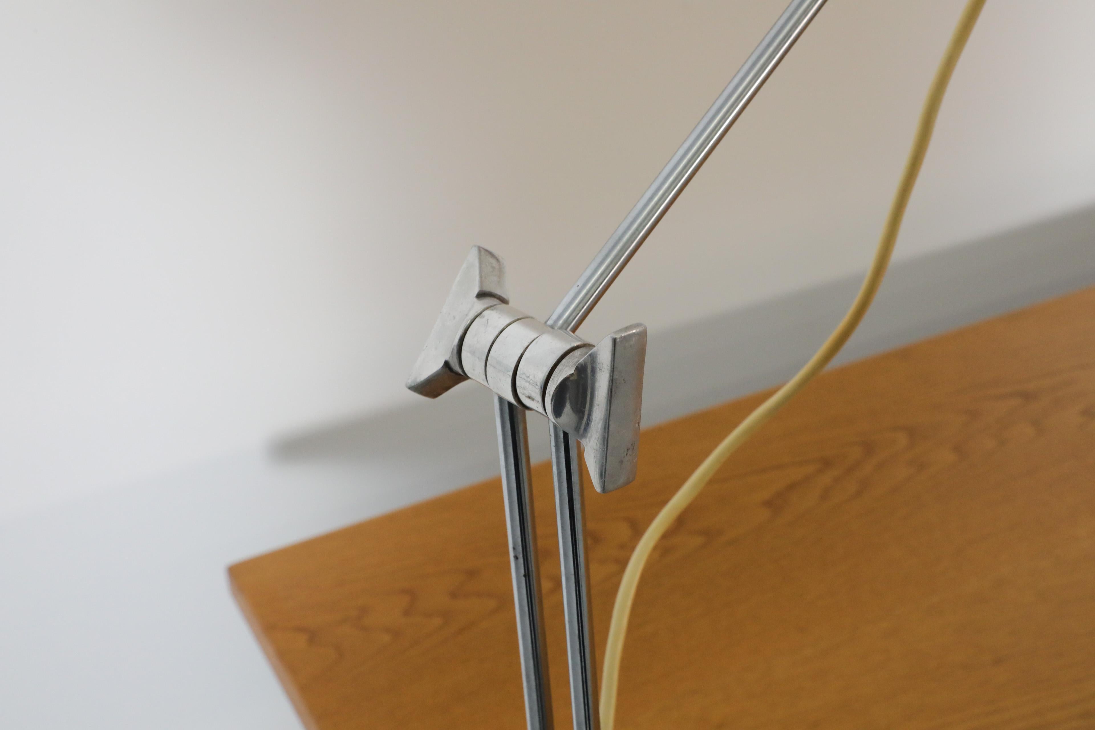 Mid-Century Red Industrial Clamp on Drafting Lamp 10