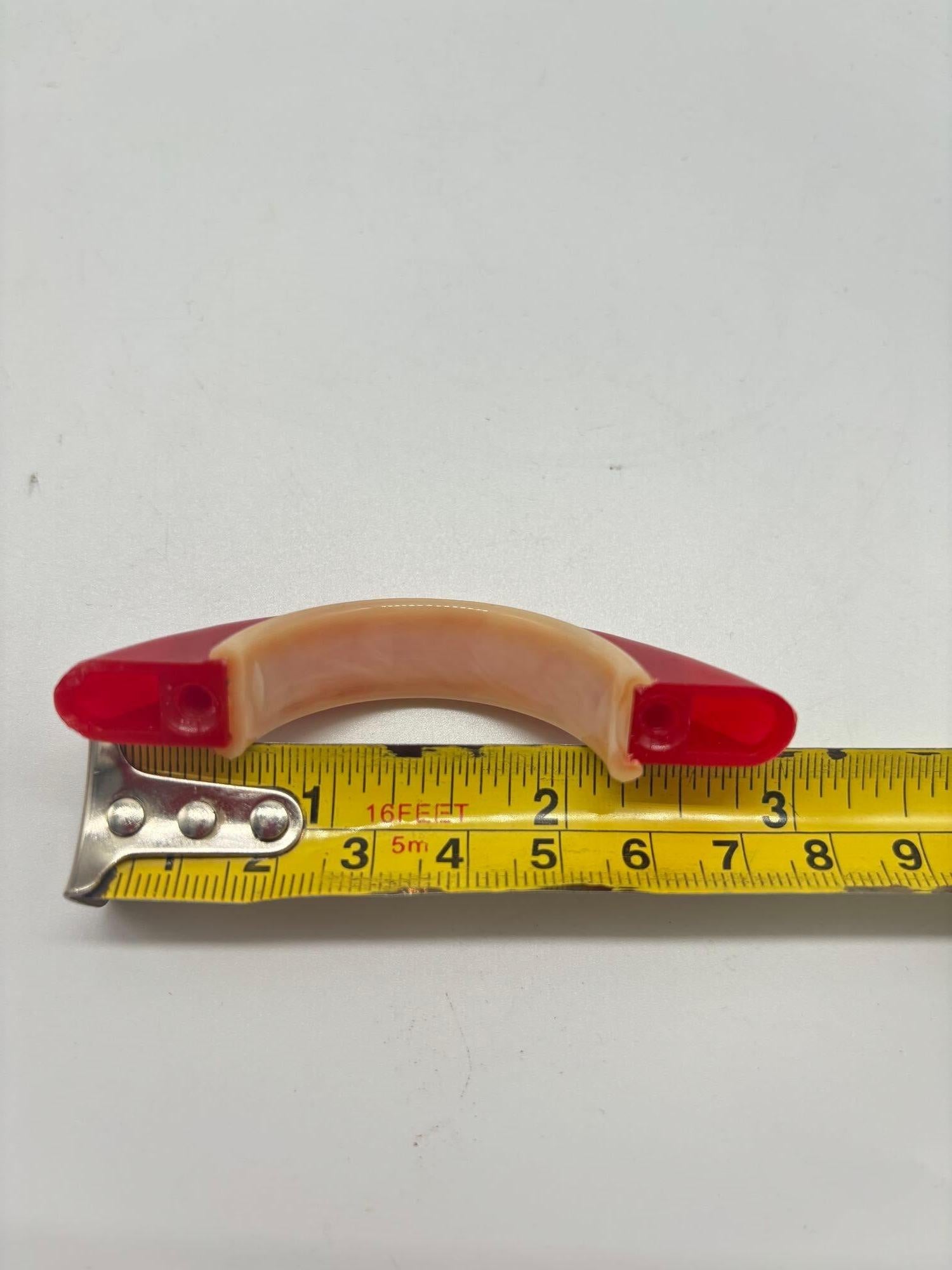 Mid-Century Modern Mid Century Red & Ivory Bakelite Bridge Drawer Handles Set of Twelve
