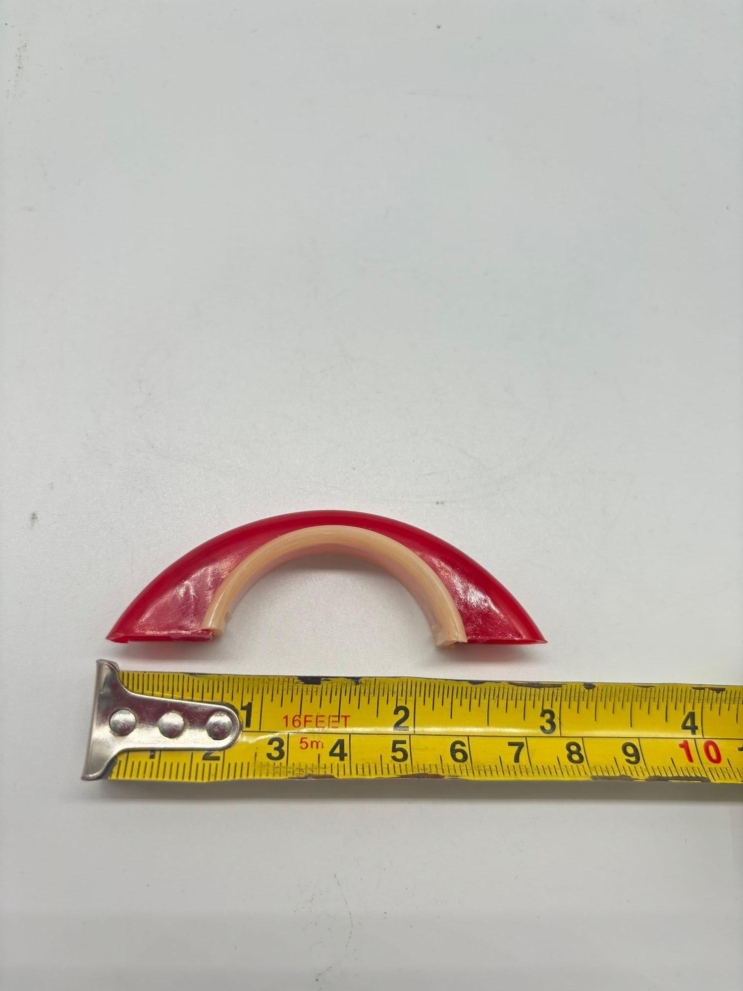 North American Mid Century Red & Ivory Bakelite Bridge Drawer Handles Set of Twelve