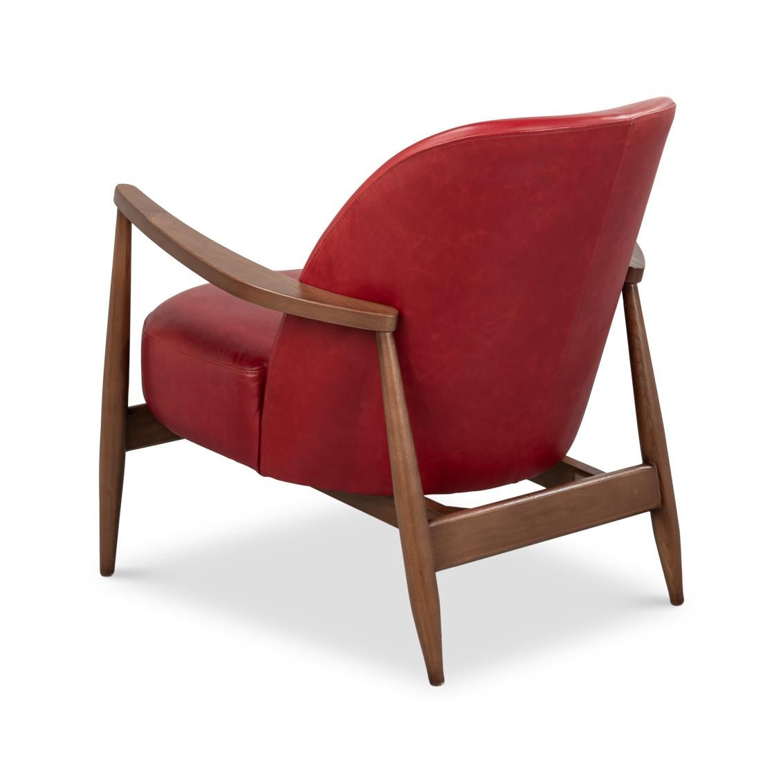 Chaise à bras en cuir rouge du milieu du siècle Neuf - En vente à Westwood, NJ