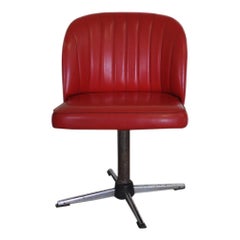 Midcentury Red Leatherette Swivel Chair
