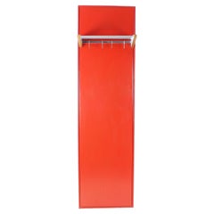 Mid Century Red Metal Hallway Hanger Wall, Czechoslovakia 1950s
