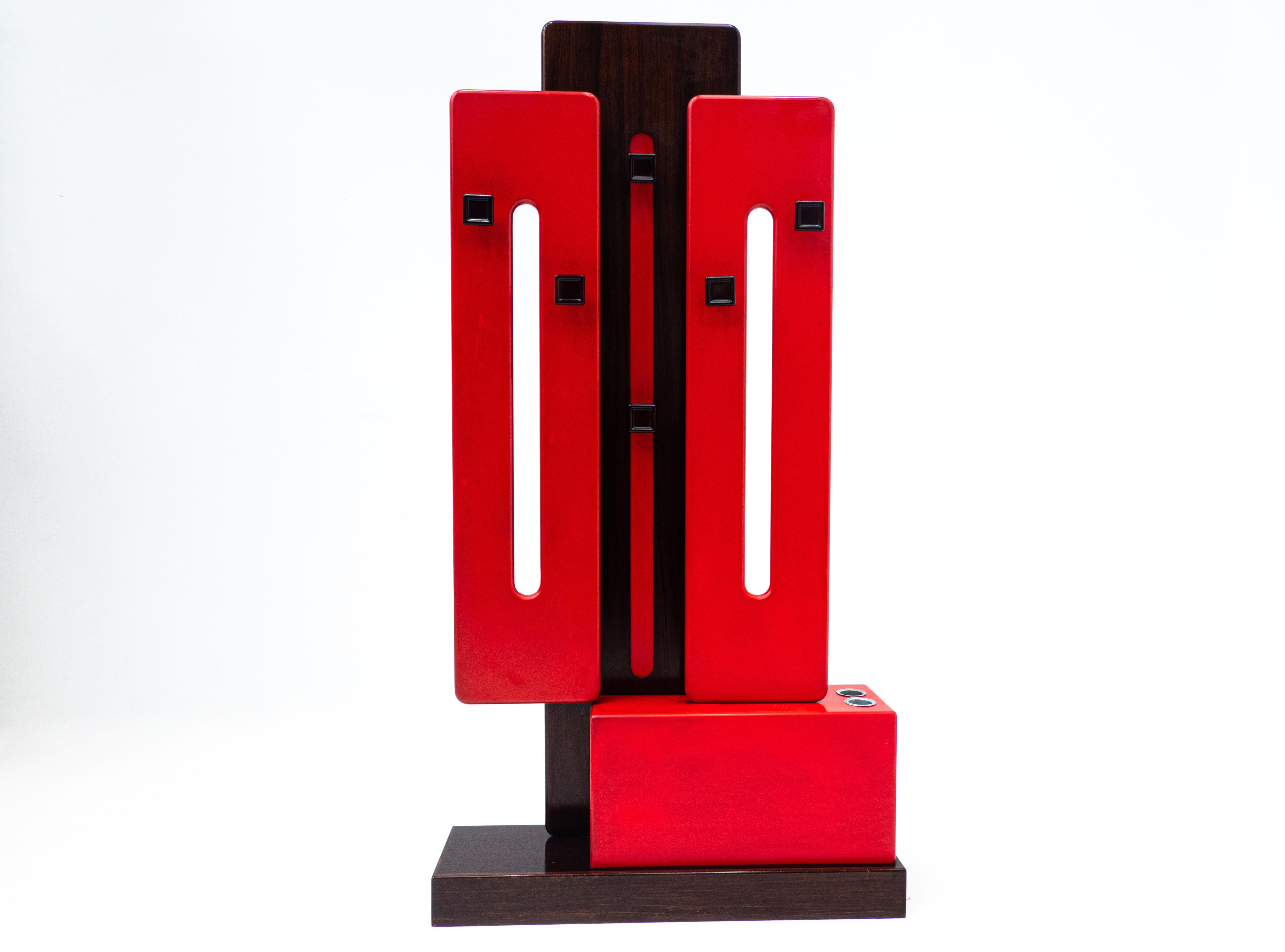 Mid-Century Modern Mid-Century Red Modulable Coat Rack by Carlo di Carli for Fiarm, Italy 1960s For Sale
