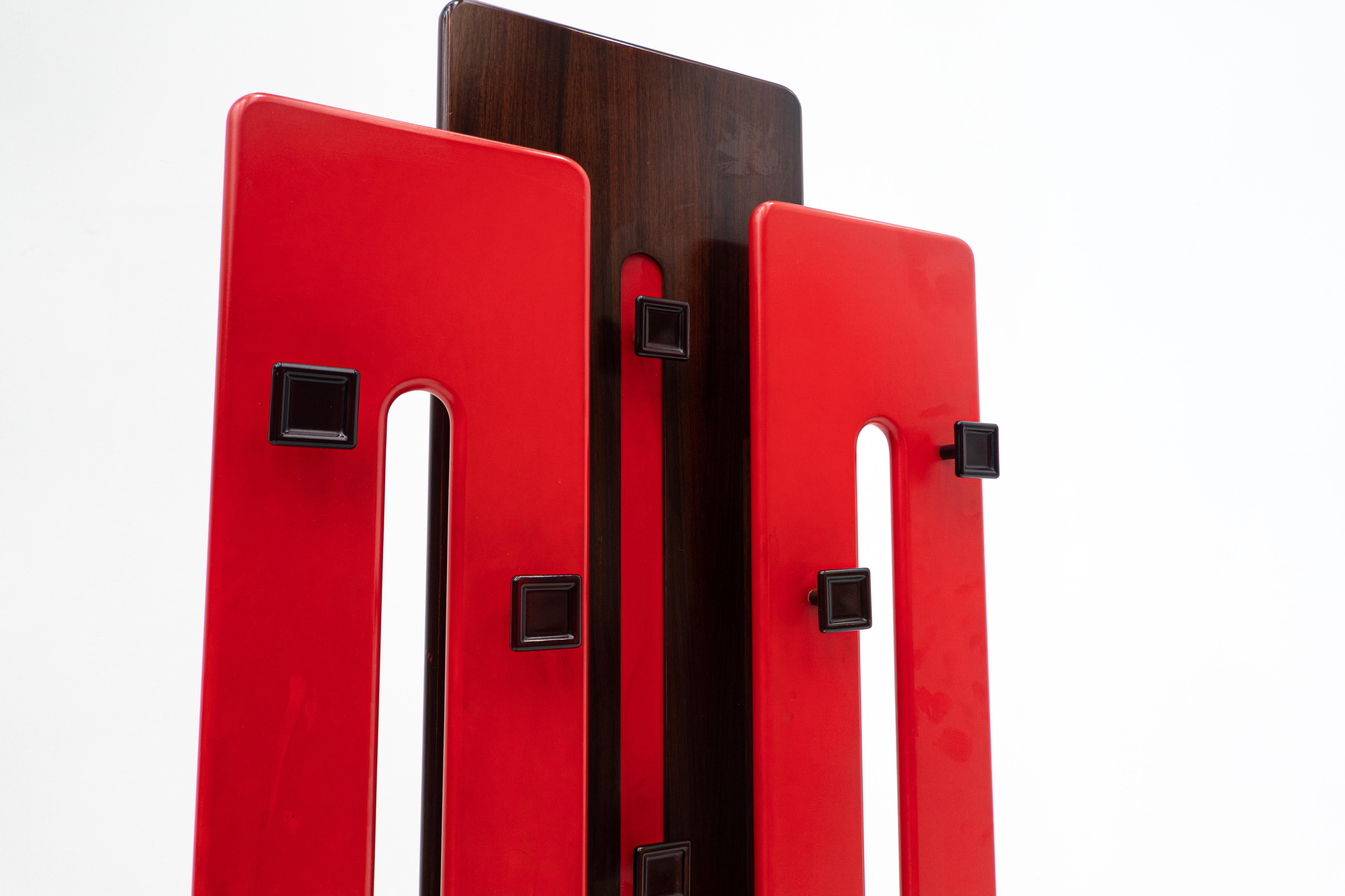 Italian Mid-Century Red Modulable Coat Rack by Carlo di Carli for Fiarm, Italy 1960s For Sale