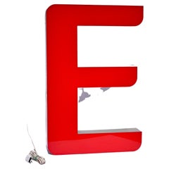 Retro Mid-Century Red Neon Acrylic LED "E" Letter Advertisement Light