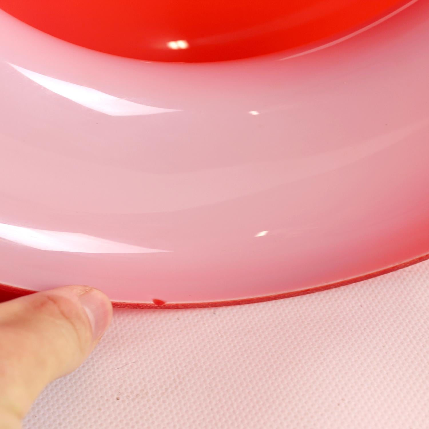 Mid Century Red Opaline Glass Ceiling Light Shade By Opp Jihlava, Tschechoslowakei (Opalglas) im Angebot