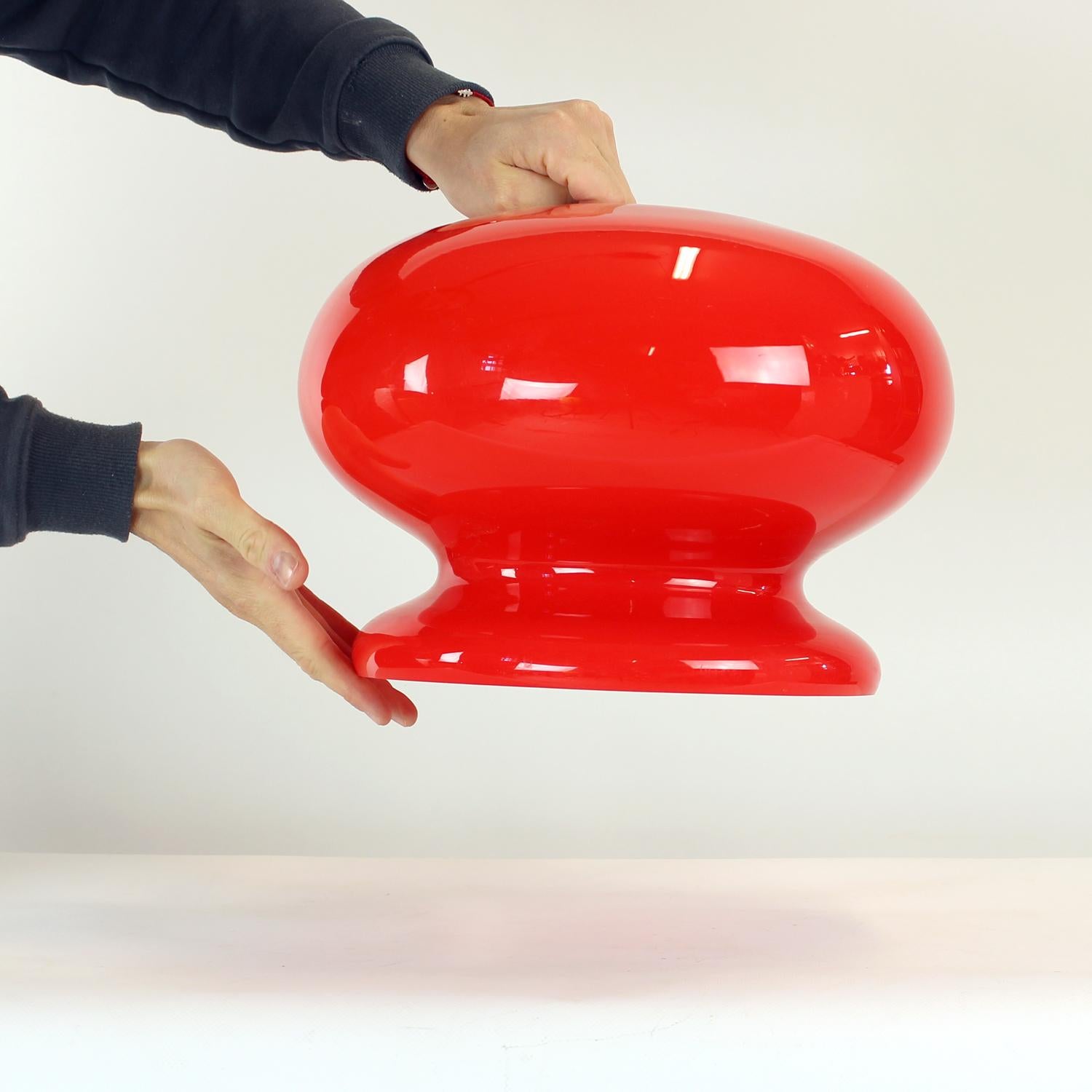 Mid Century Red Opaline Glass Ceiling Light Shade By Opp Jihlava, Tschechoslowakei im Angebot 2