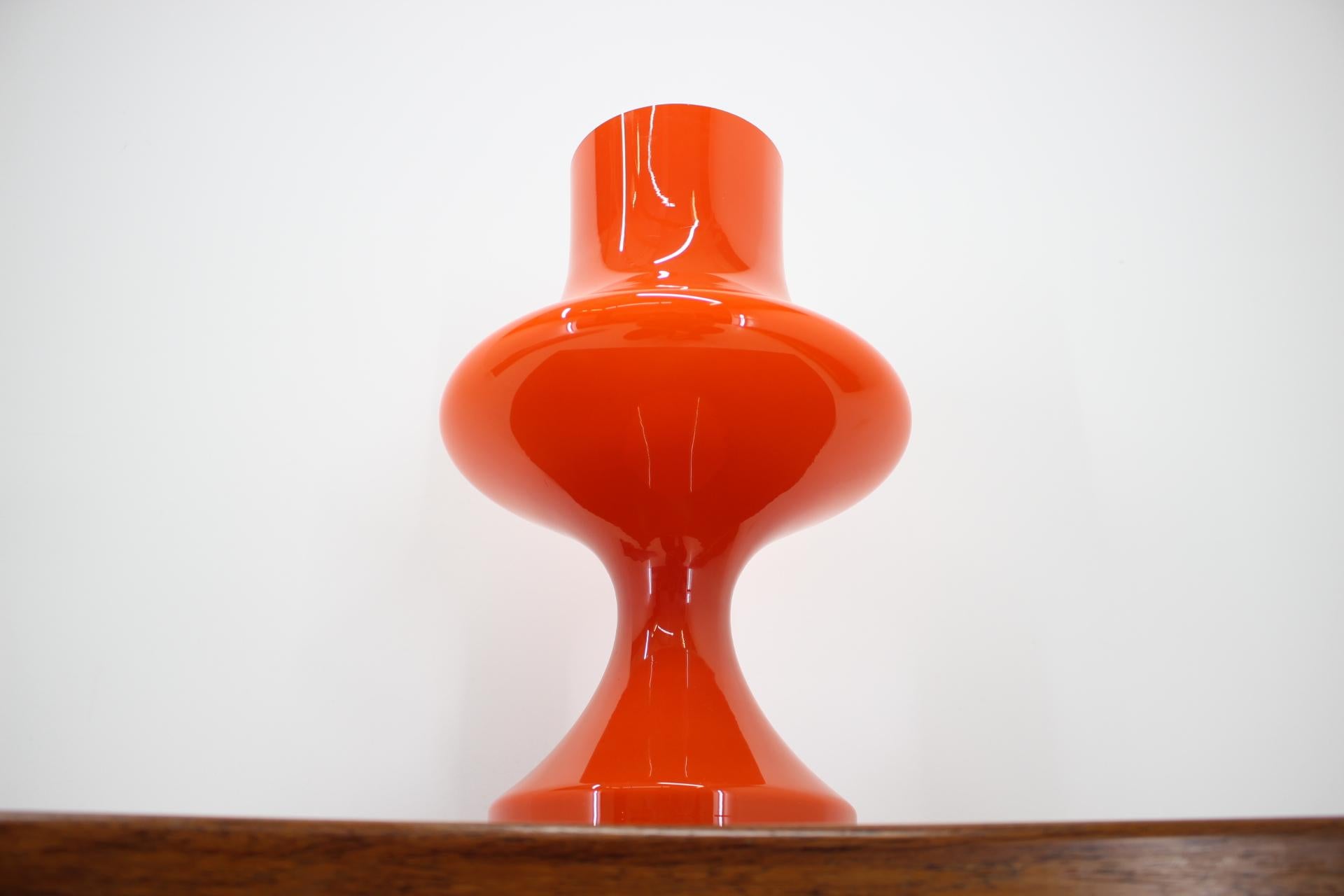 Czech Midcentury Red Opaline Glass Table Designed by Stefan Tabery, 1970s